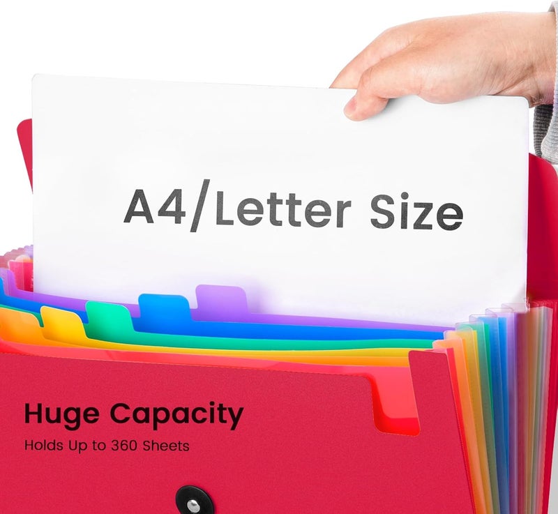 RIEJIN 3 Pack Accordion File Organizer with Elastic Closure, 13 Pocket Expanding File Folder for Letter Size A4 Papers, Ideal for Home, Office Supplies, College Essentials - Image 3